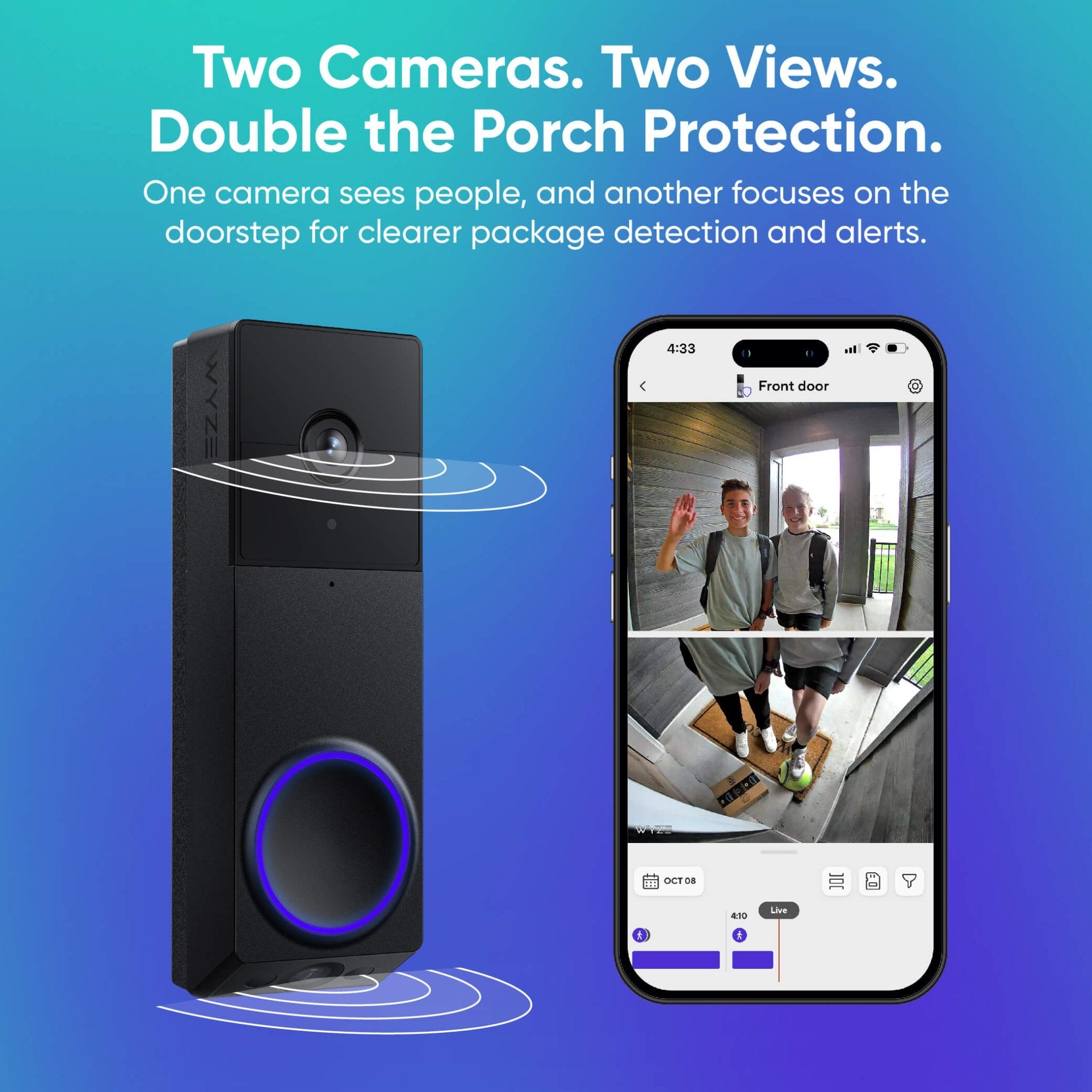 Alternative view of Duo Cam Doorbell + Extra Battery